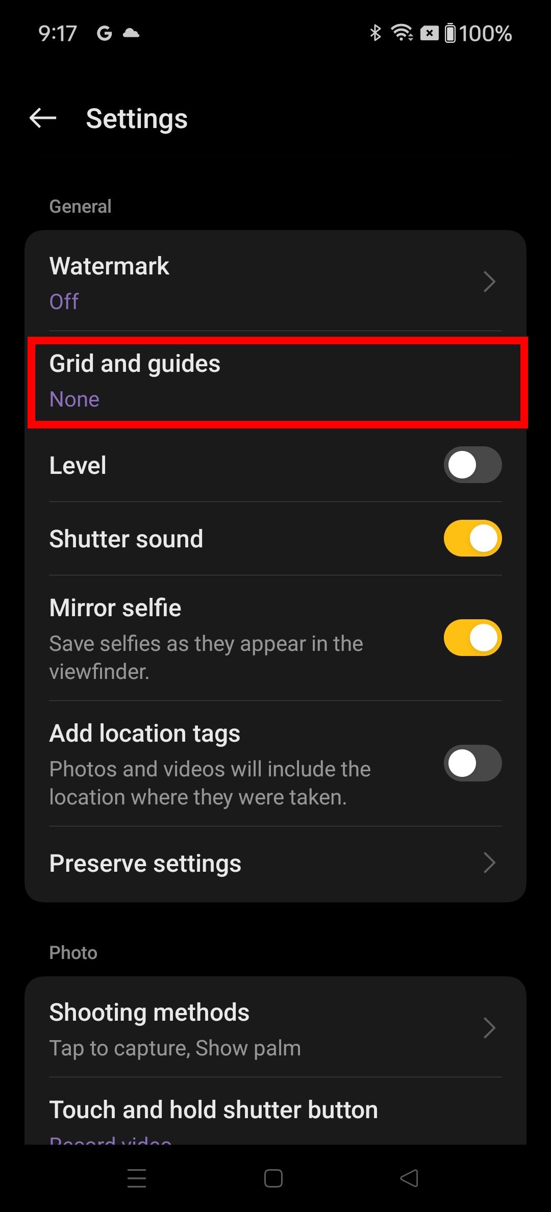 how to add grid to photo android