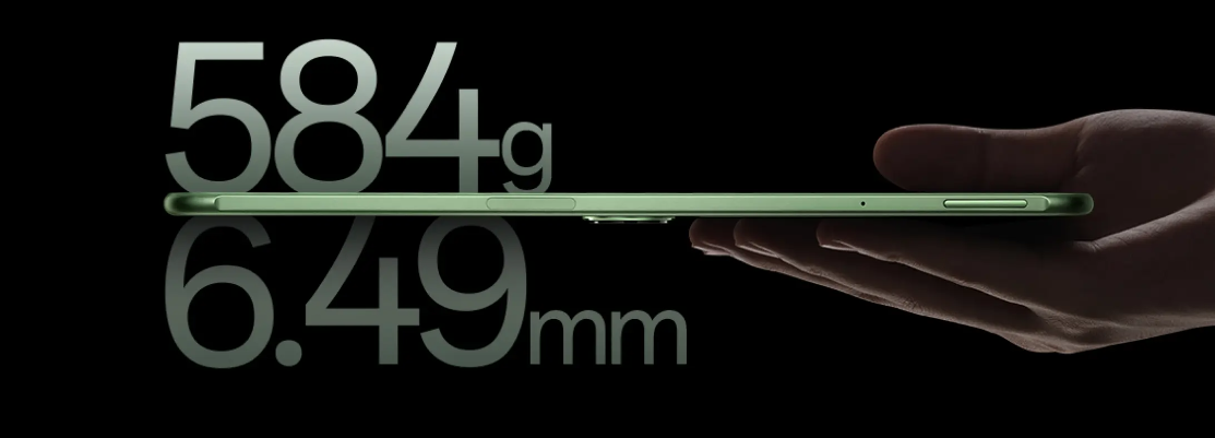 A OnePlus Tablet Pro graphic with its weight and thickness.