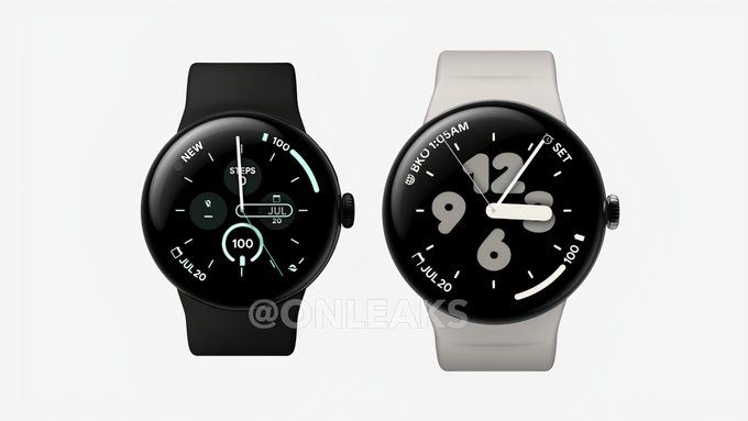 A render of the Pixel Watch 3 an the Pixel Watch 3 XL side-by-side.