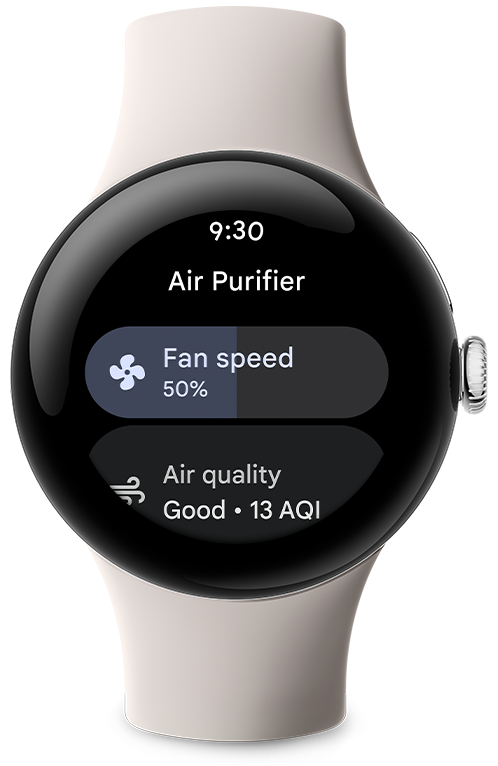 A Pixel Watch 2 with fan speed options