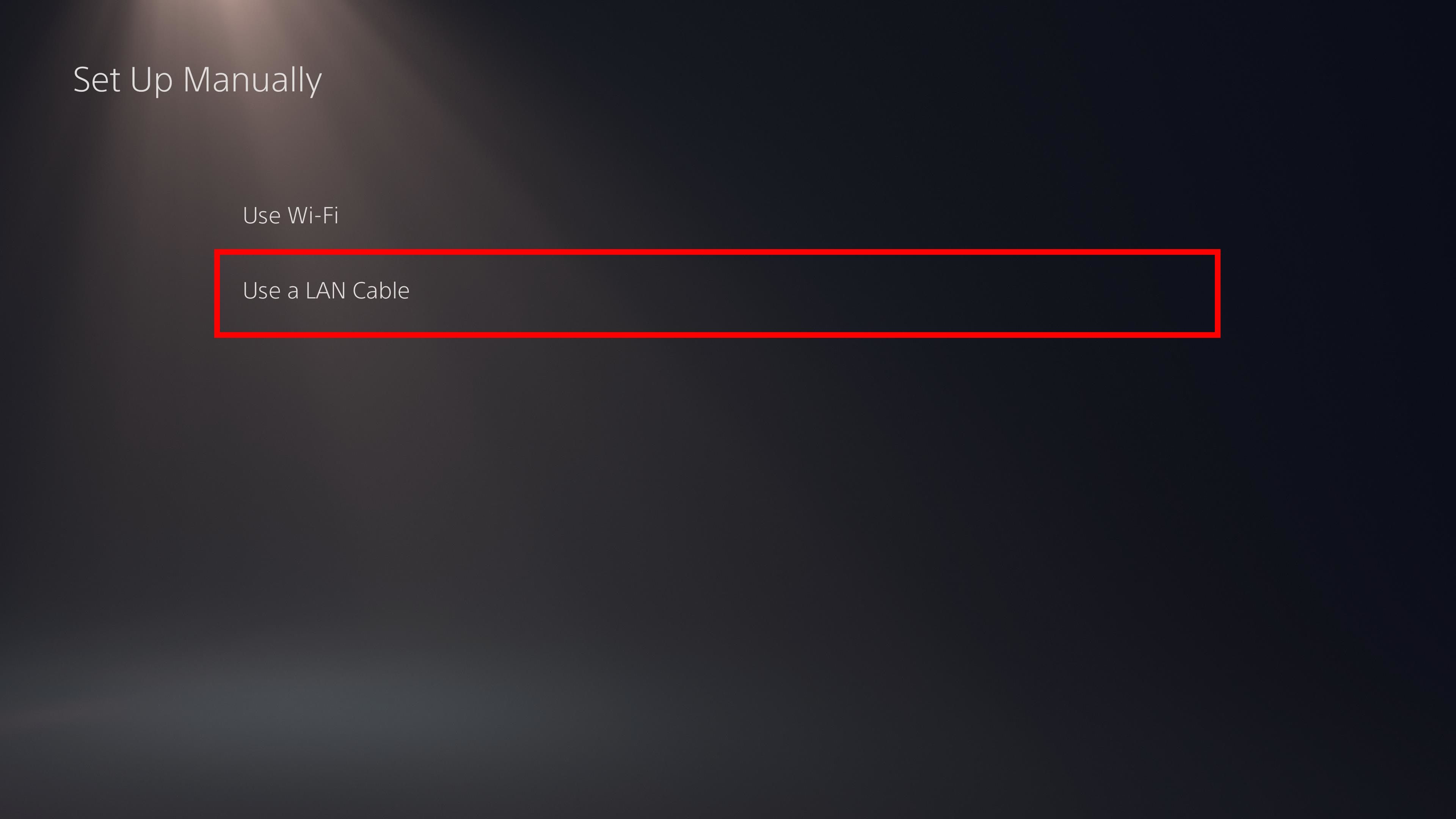 red rectangle outline over use a LAN Cable option