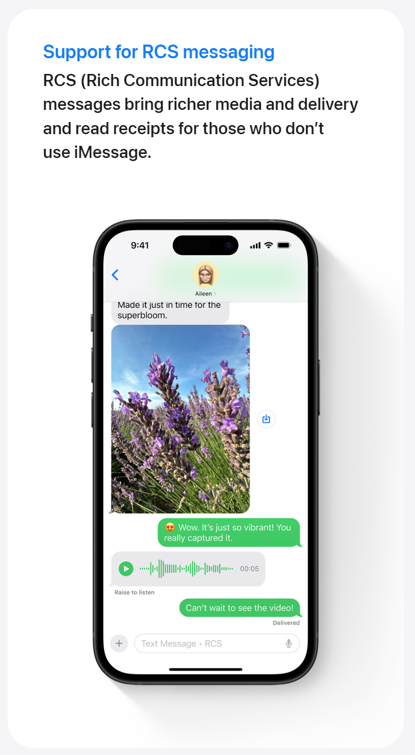 RCS shown on iOS 18.