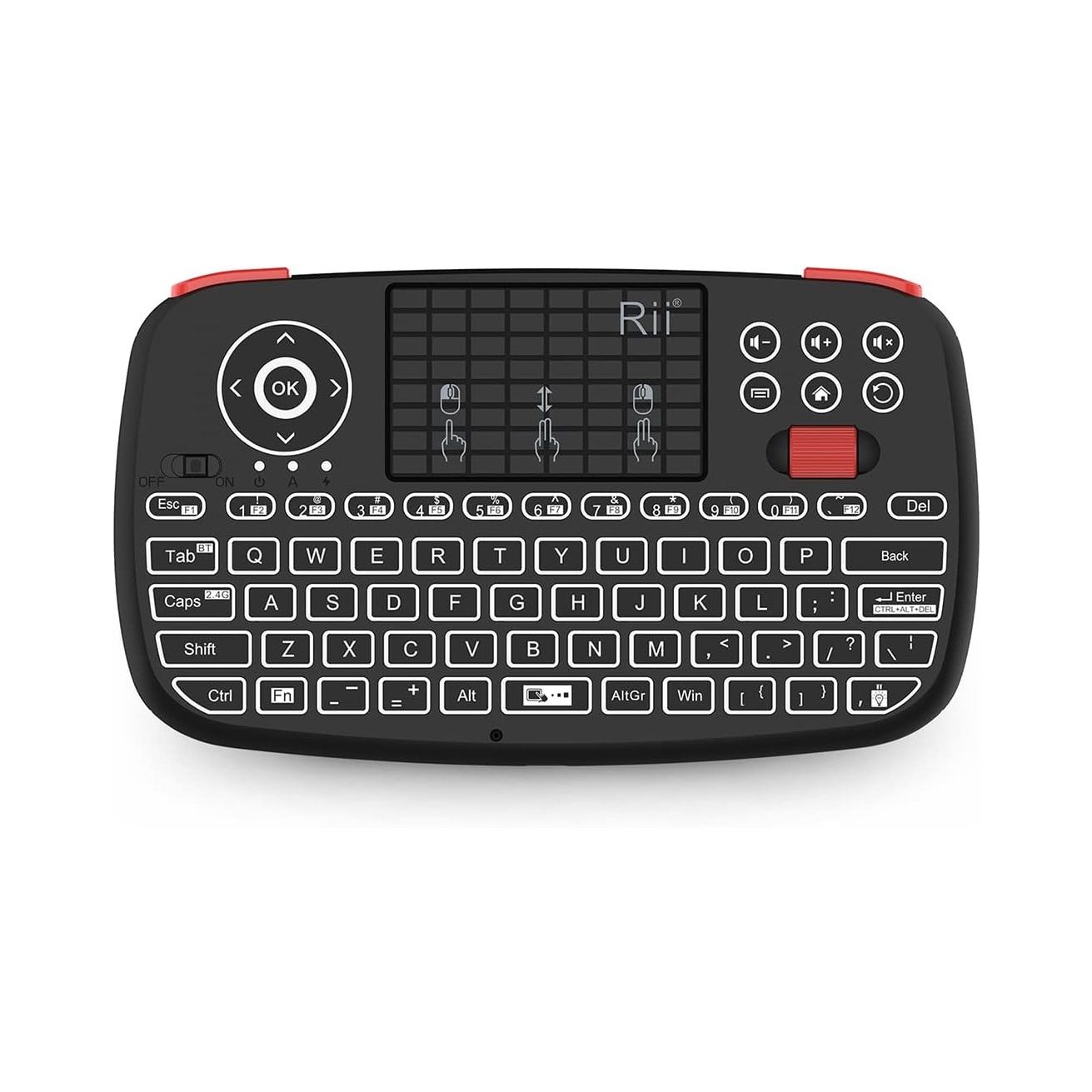 Rii mini keyboard with built-in touchpad against white background