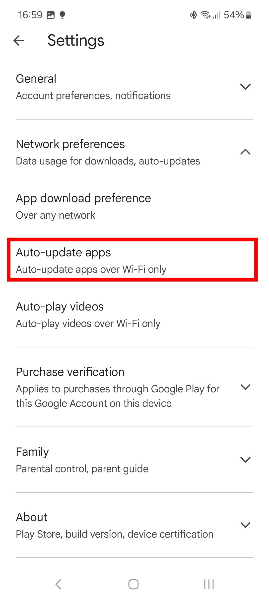 red rectangle outline over auto-update apps option in network preferences