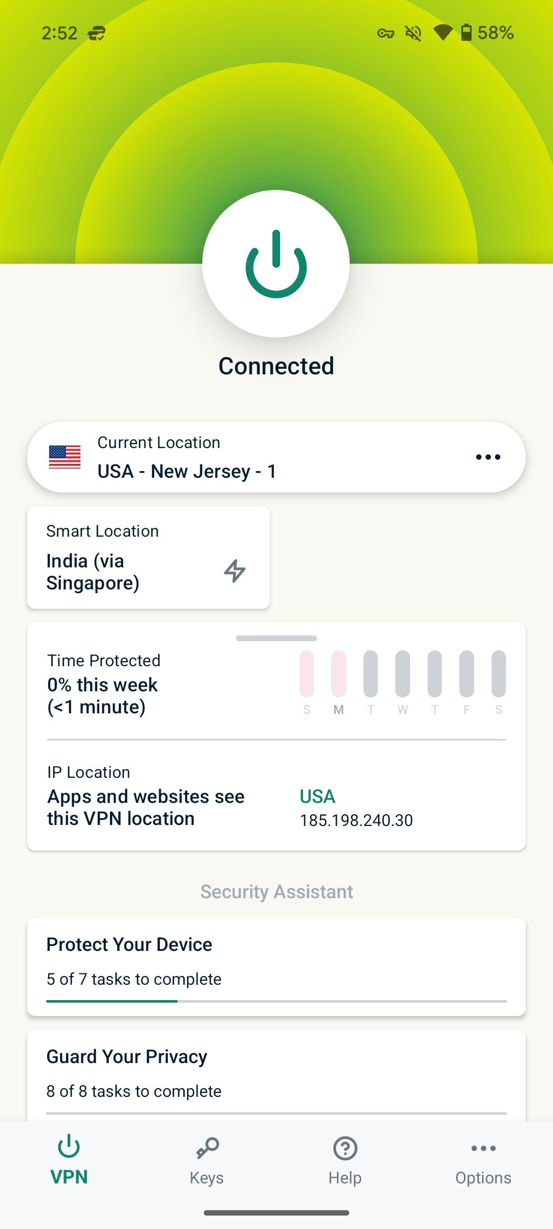 A screenshot showing disconnect ExpressVPN