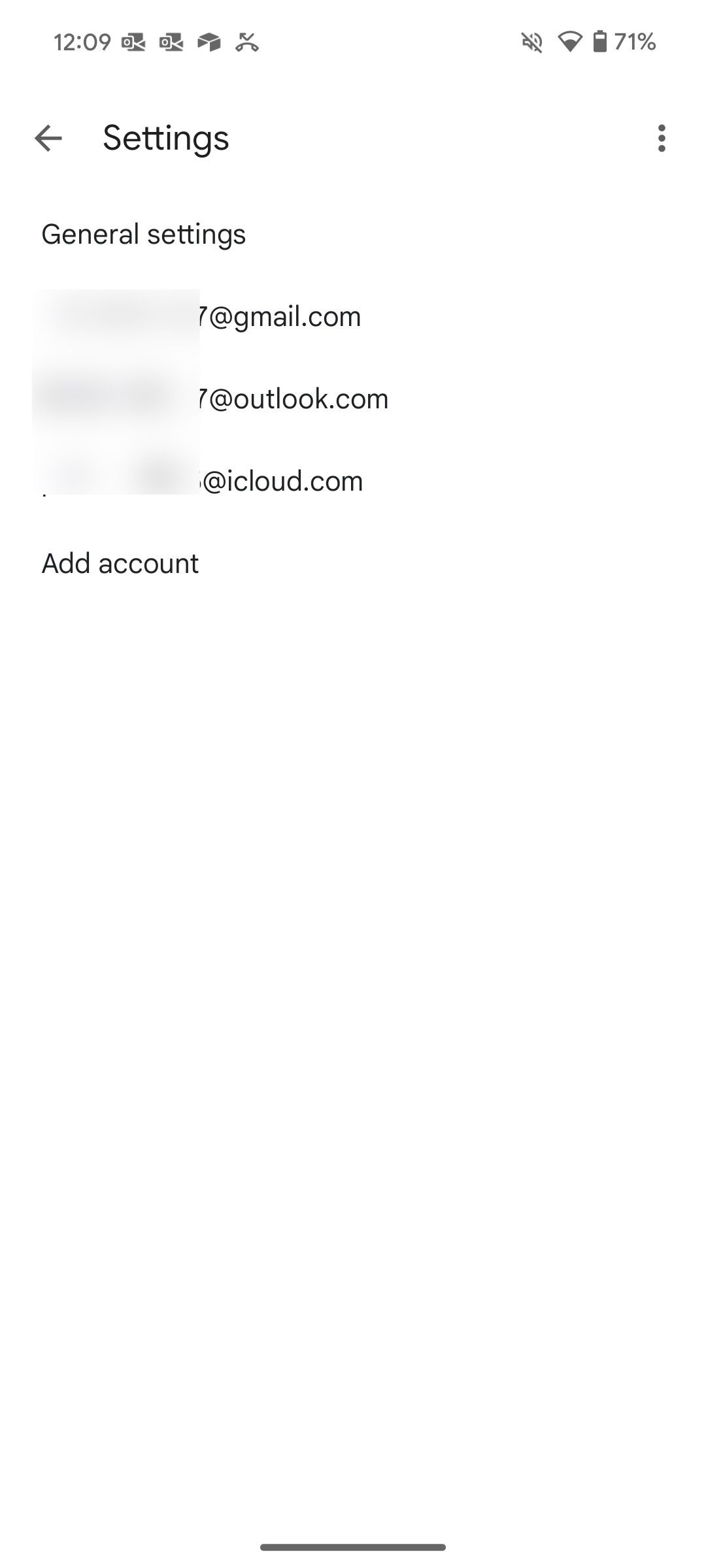 A screenshot showing Gmail email accounts