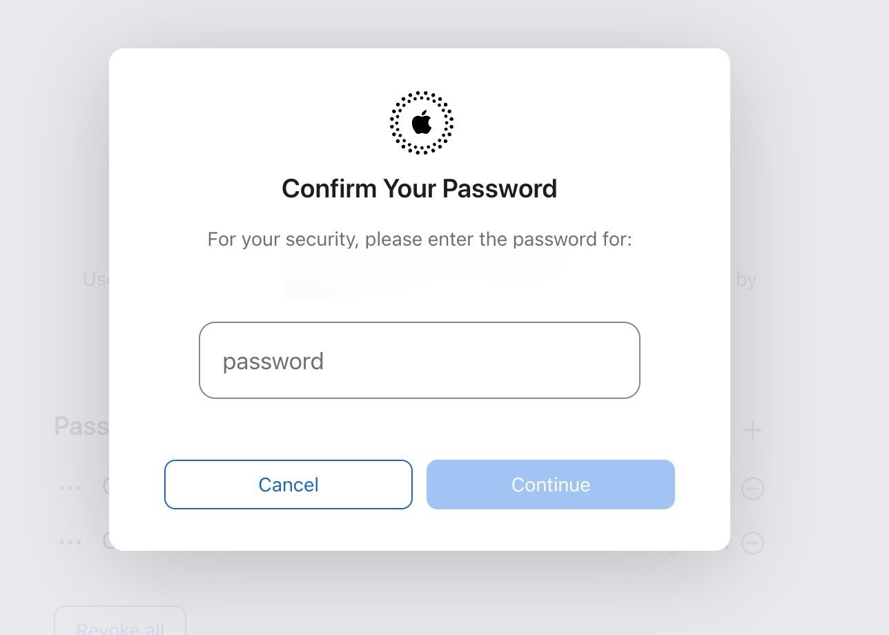 confirm apple account password