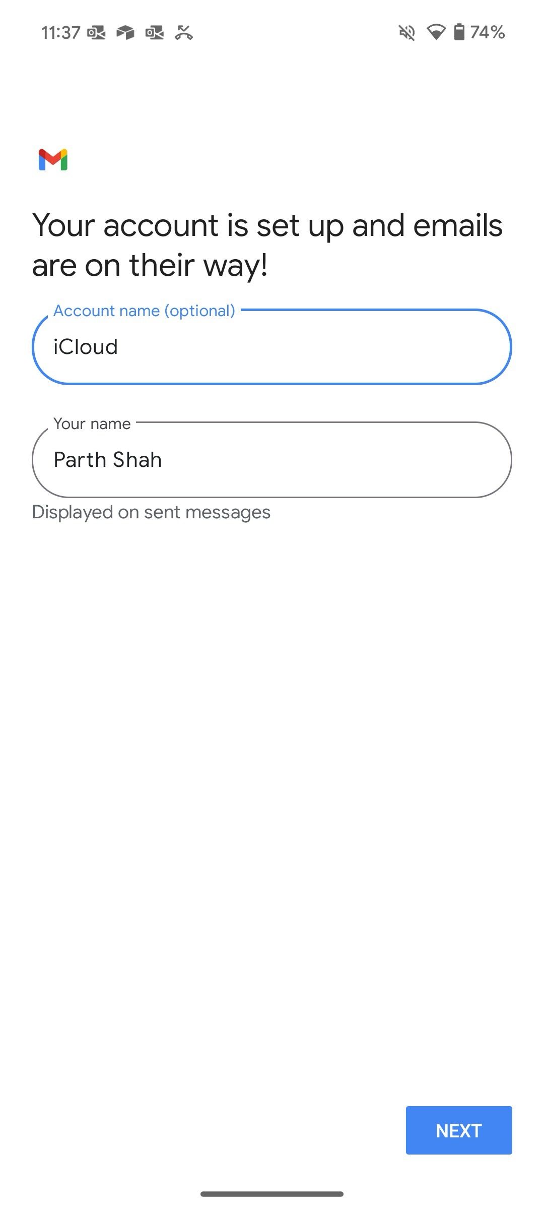 A screenshot showing iCloud account