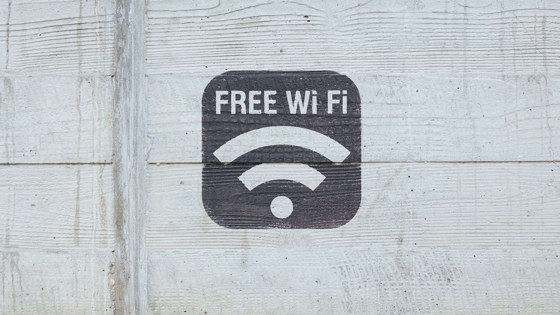 The message “Free WiFi” painted on a wall