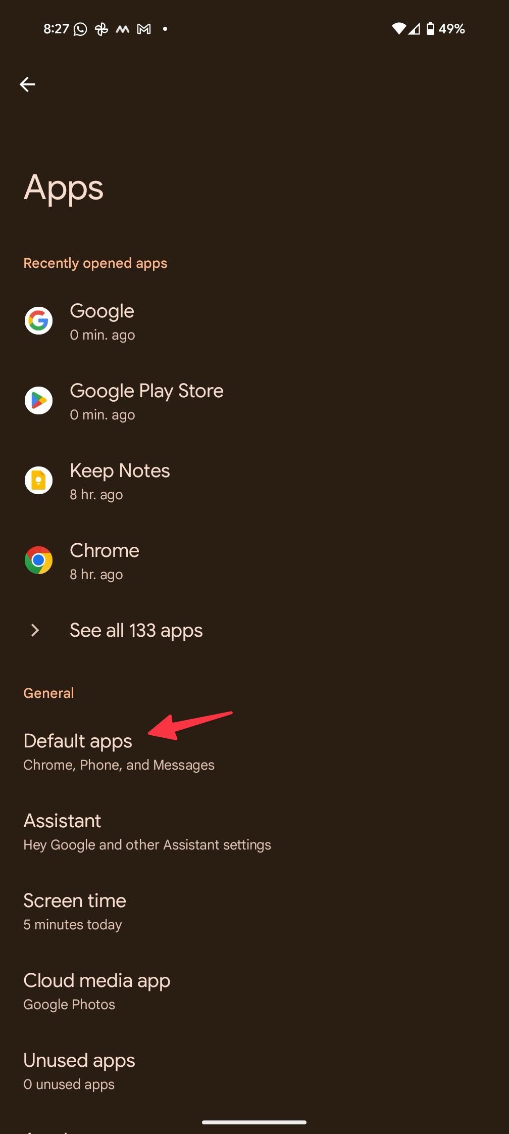 Select default app on Android phone