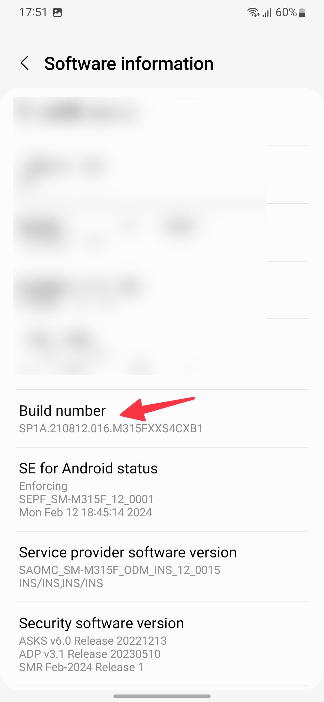 Tap build number to open developer settings