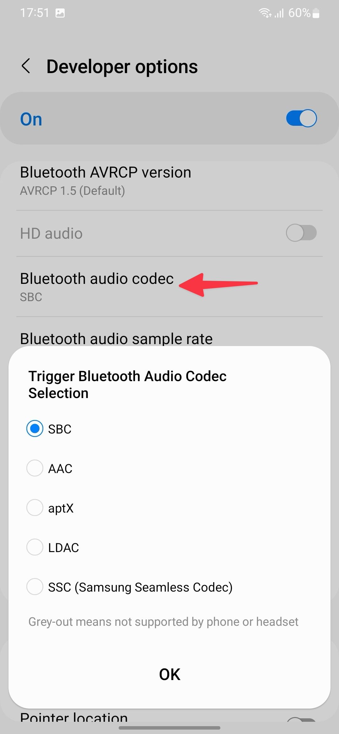 Change codec on Samsung phones to SSC