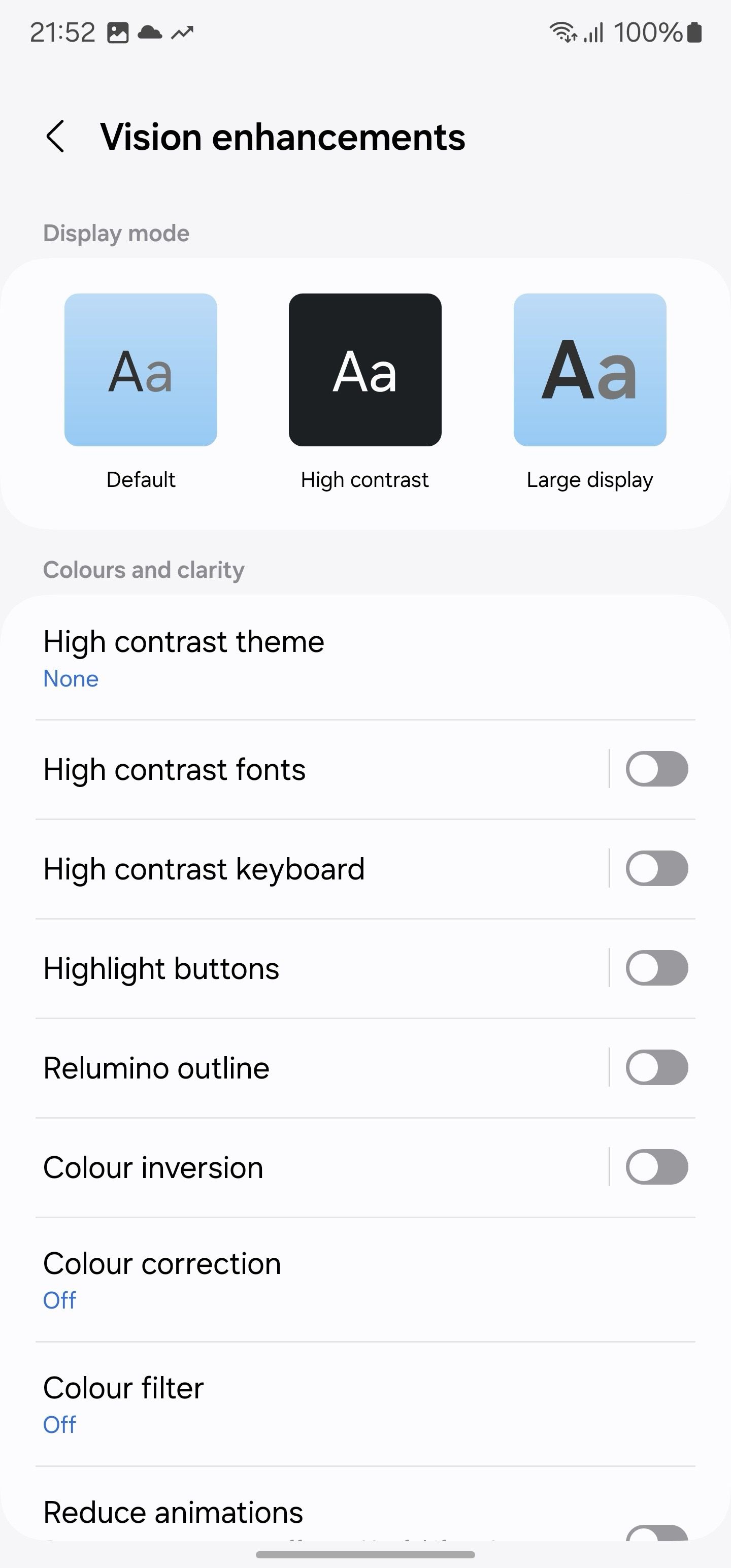 Select Color inversion to enhance the screen for visual impairments 