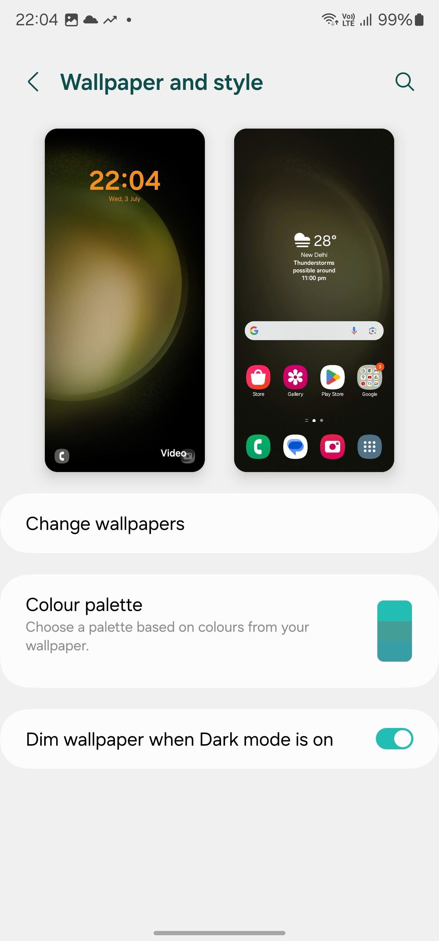 Choose a new wallpaper or color palette