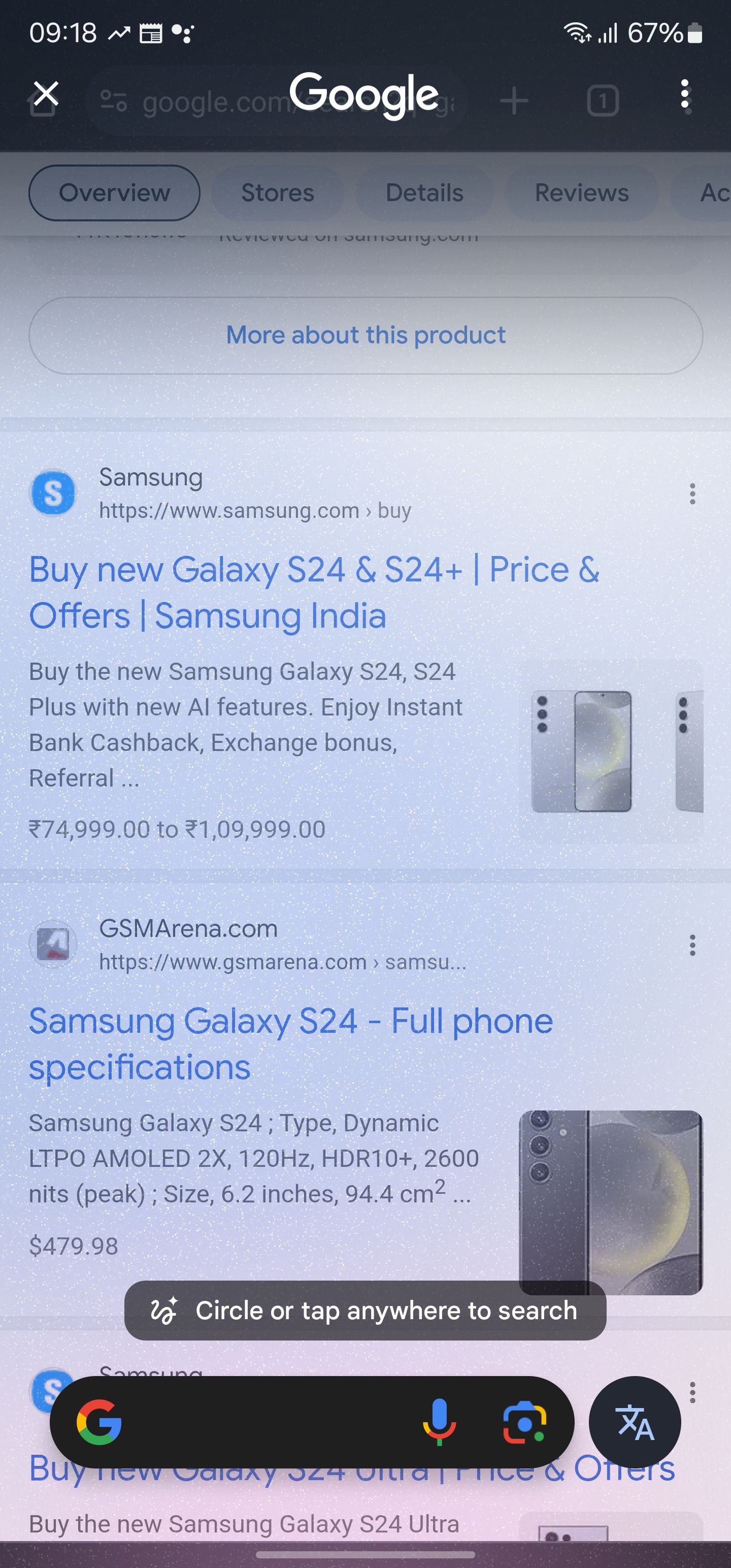 Galaxy AI circle to search on Samsung phones