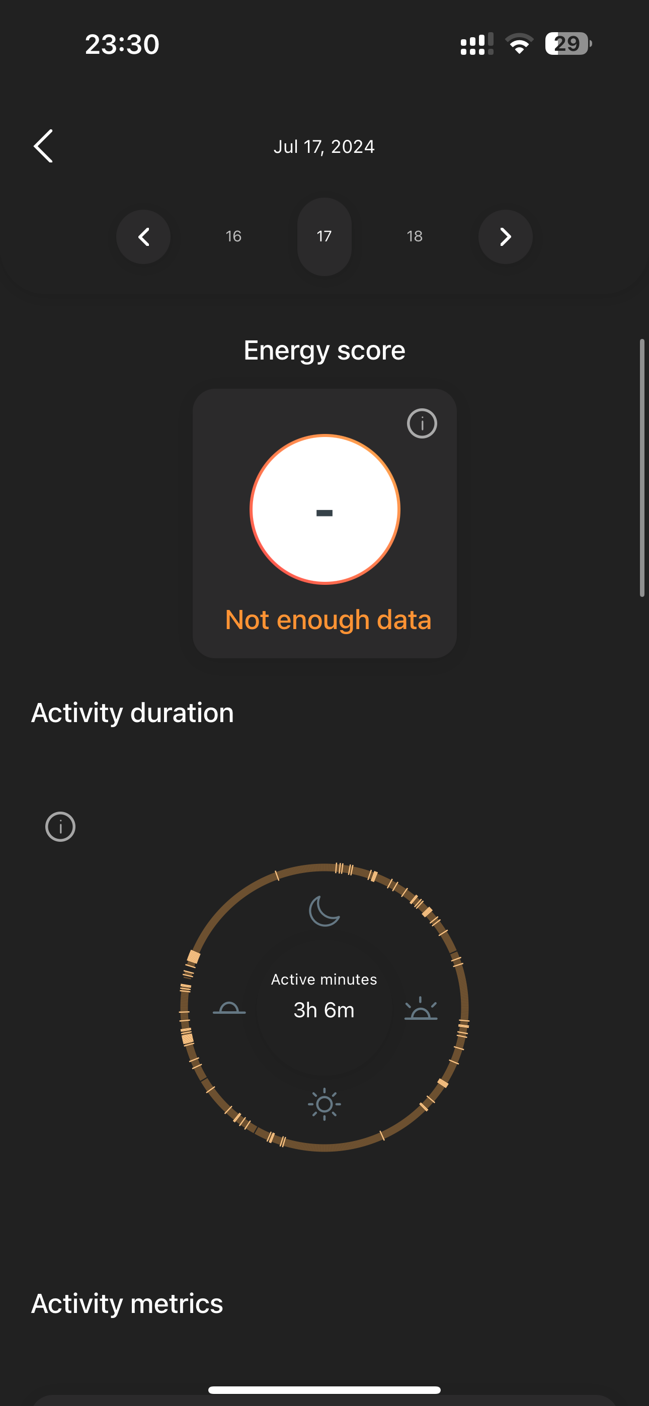 The circular circular application, the degree of energy and the duration of the activity