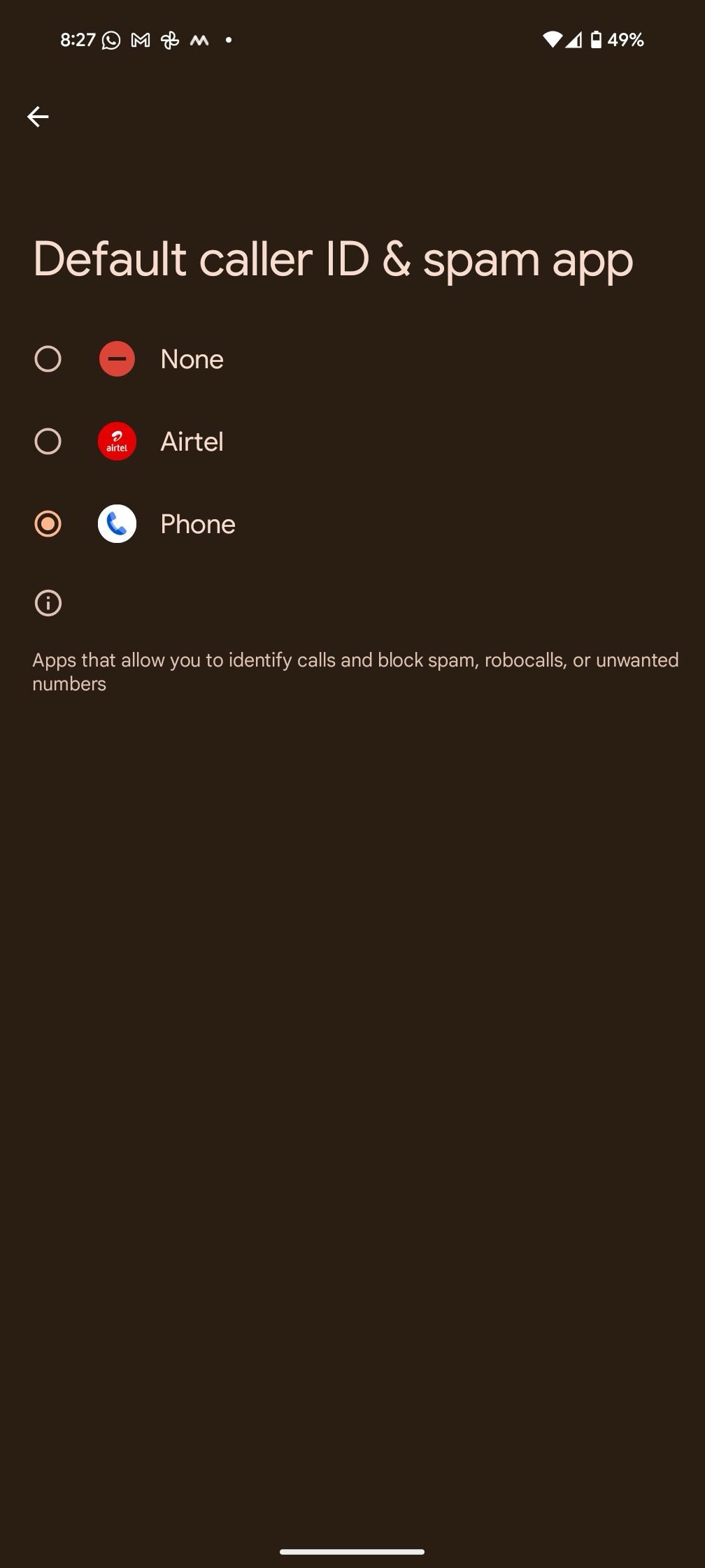 select another app as default on an Android phone