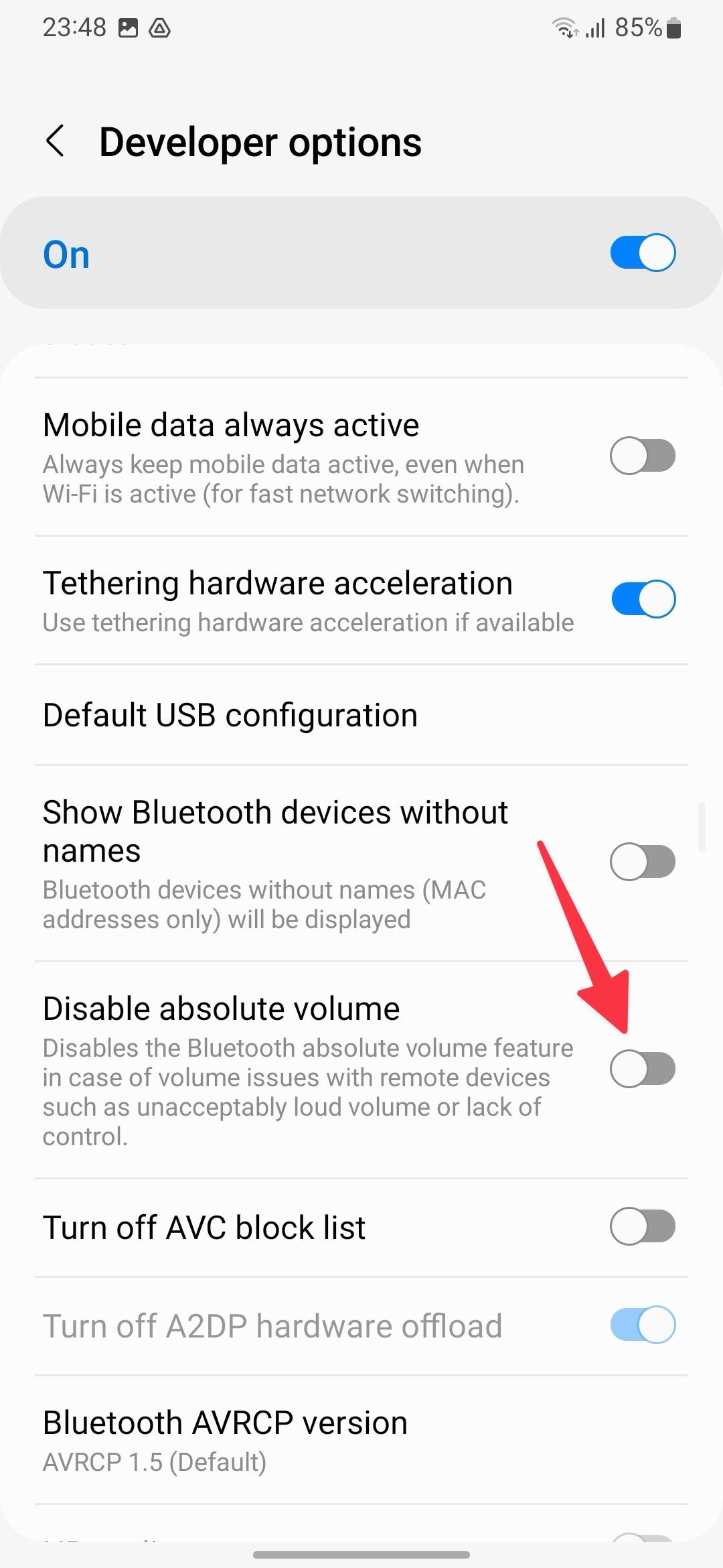 Disable absolute volume on Samsung devices