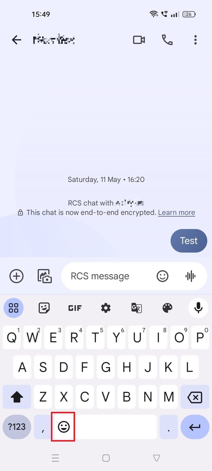 Screenshot of Google Messages highlighting emoji icons