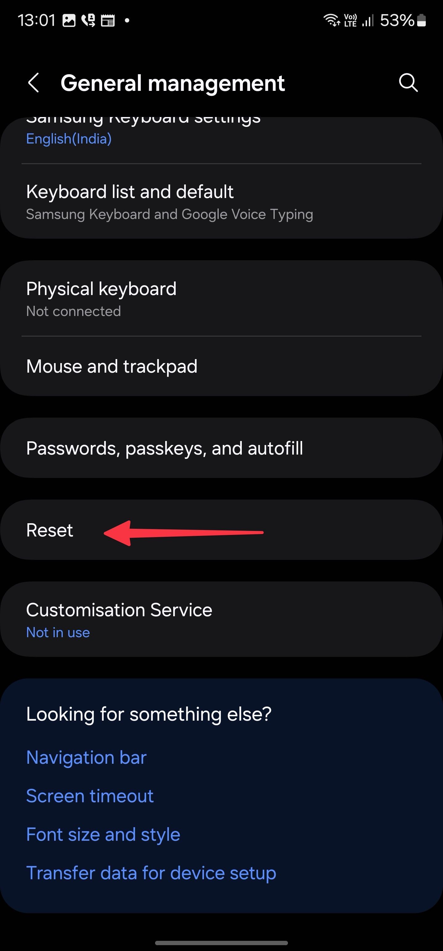 Open reset menu on Galaxy Z Flip 6