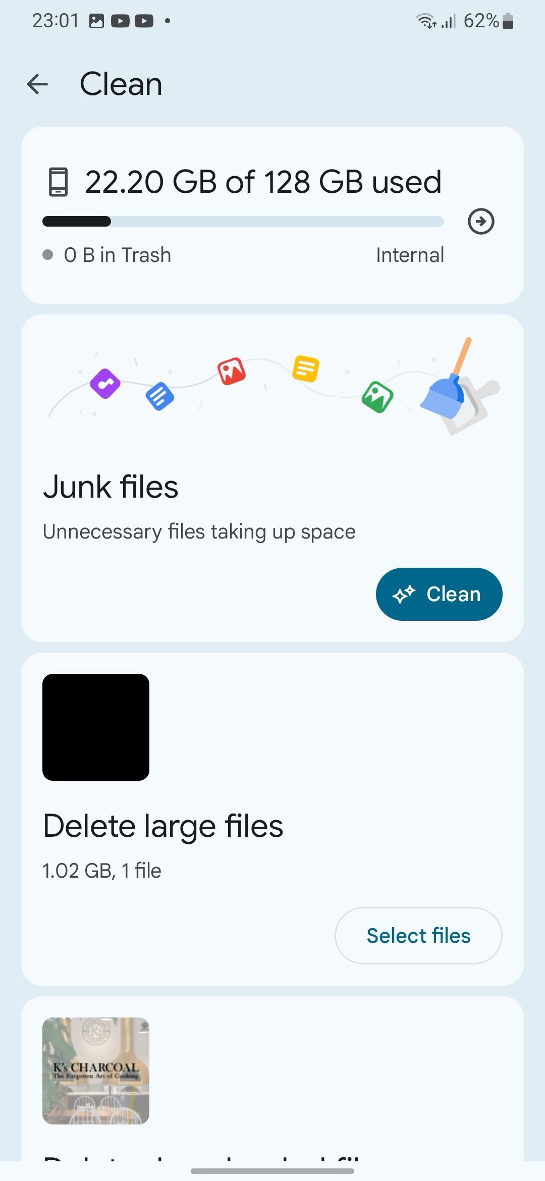 delete large files from your Android phone