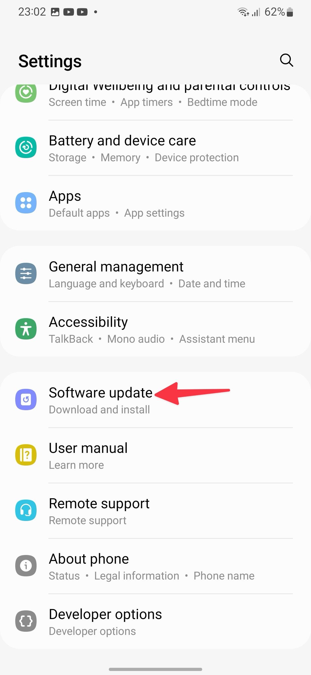 Select Software update to make sure your phone is up to date