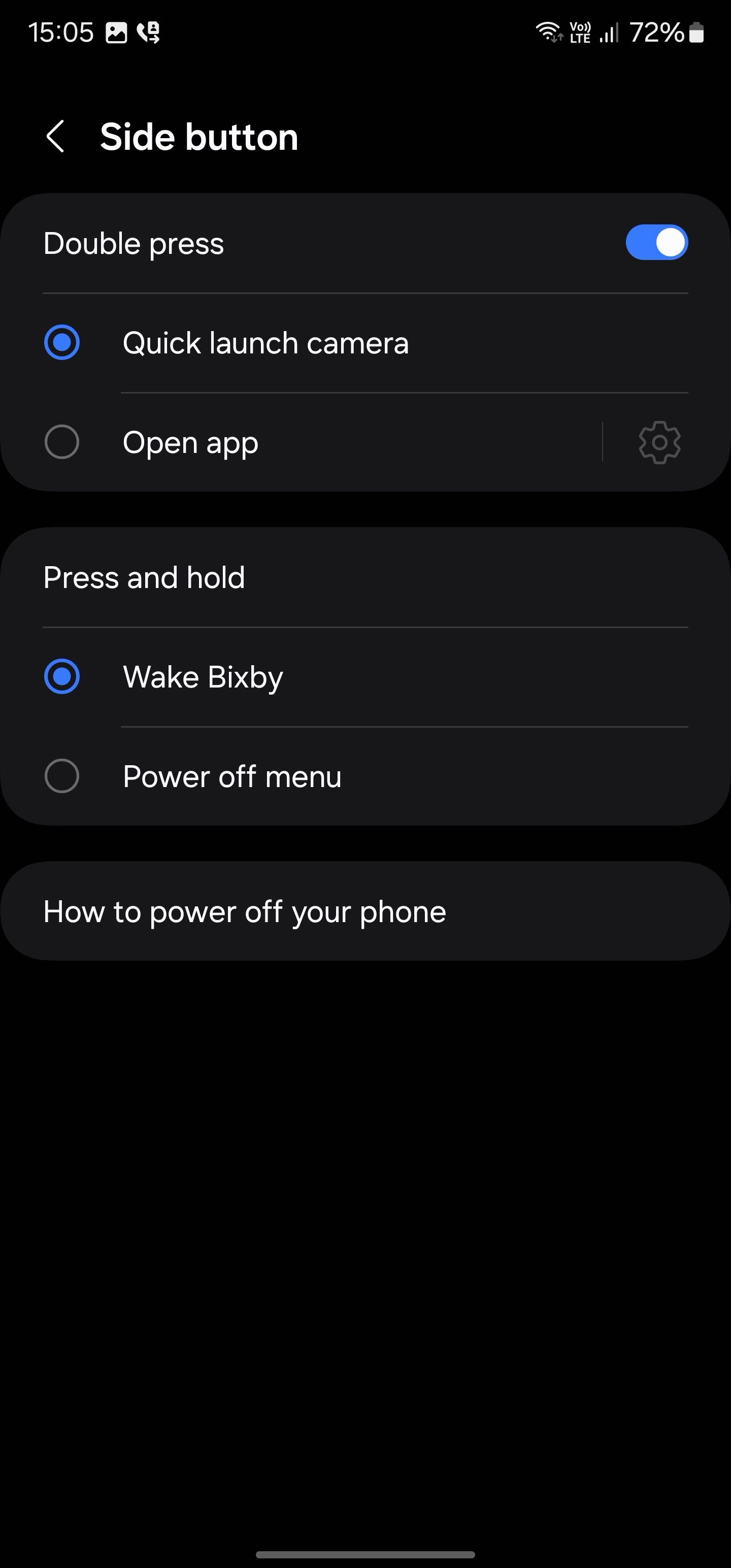 Set actions for Double press and press and hold on a Galaxy Z Flip 6