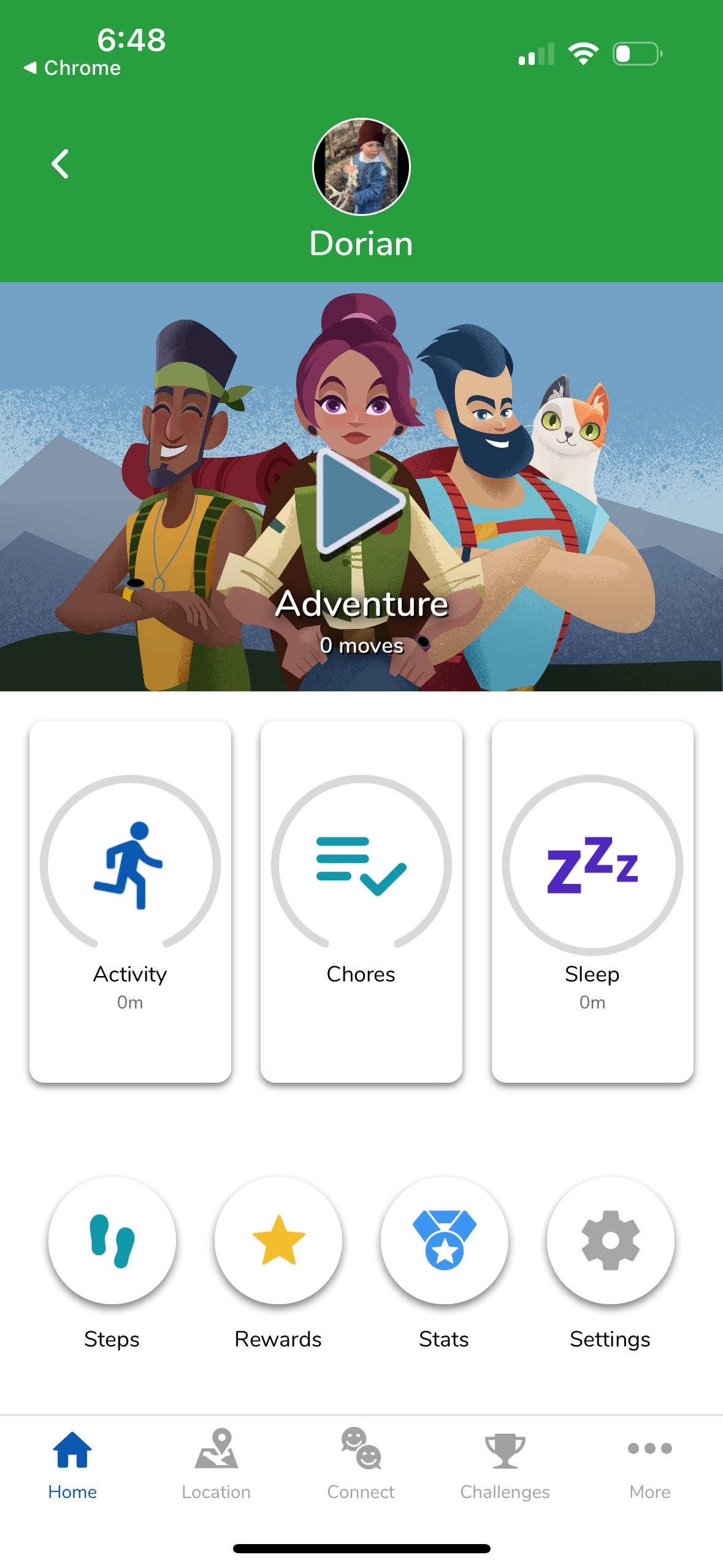 garmin bounce screenshot, activity, chores, sleep