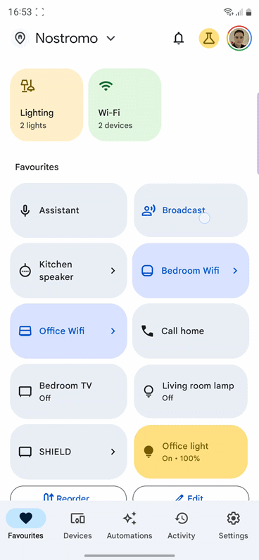 A GIF showing that the broadcast button in the Home app is broken with Gemini