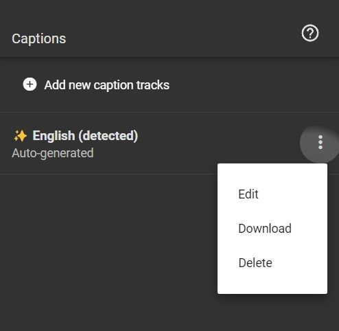 A screenshot of Google Drive and its automatic caption options