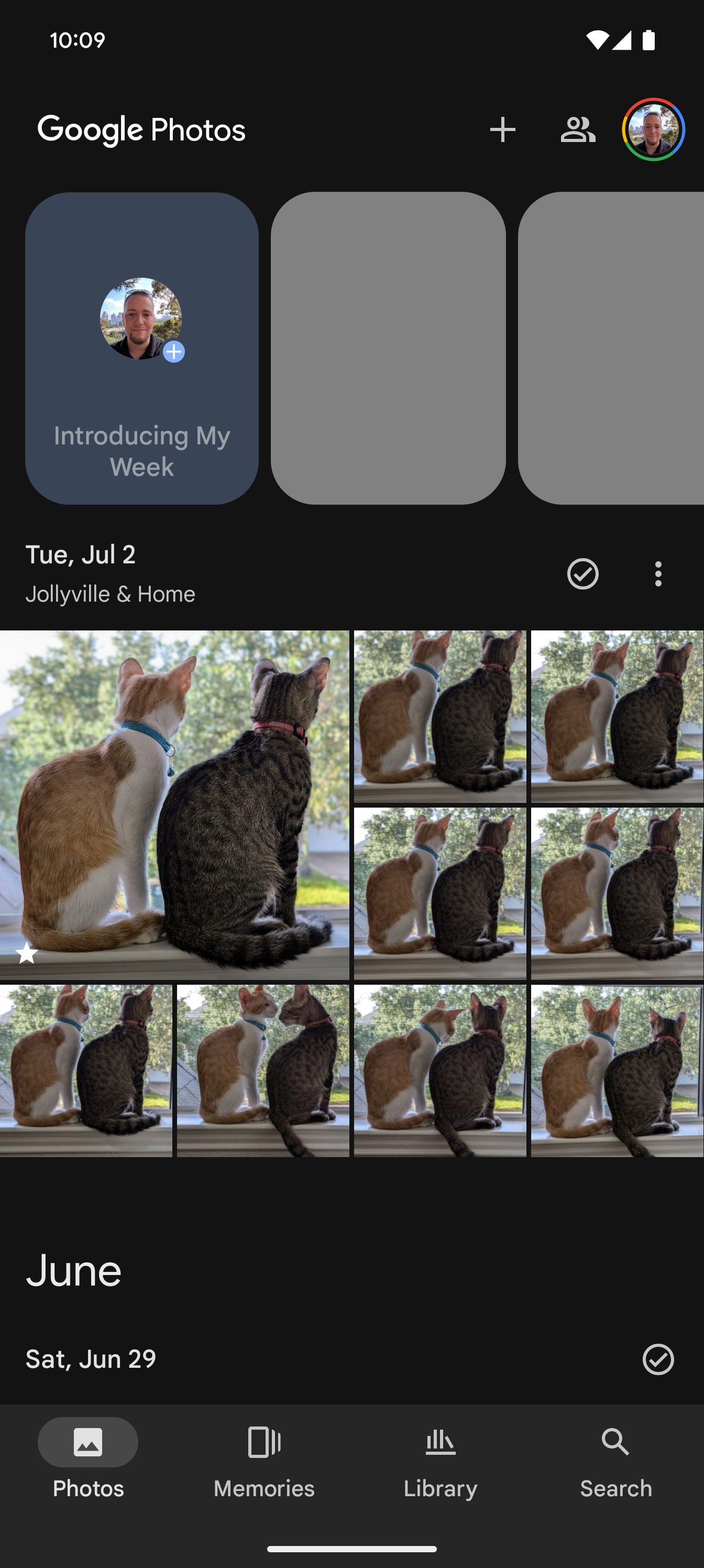 Screenshot showing the invitation process for Google Photos' new My Week feature.