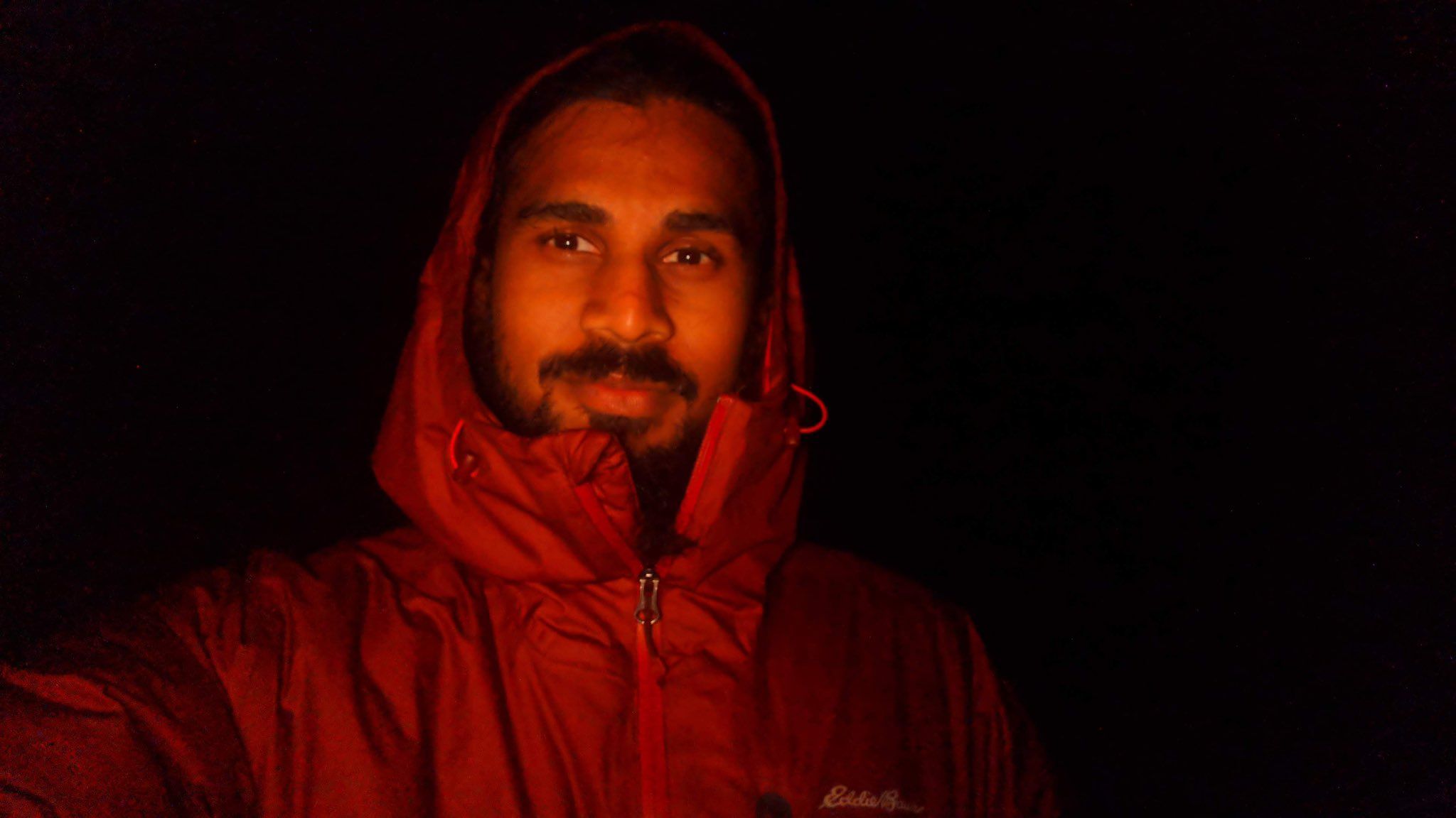 Anjan Katta in a jacket at night