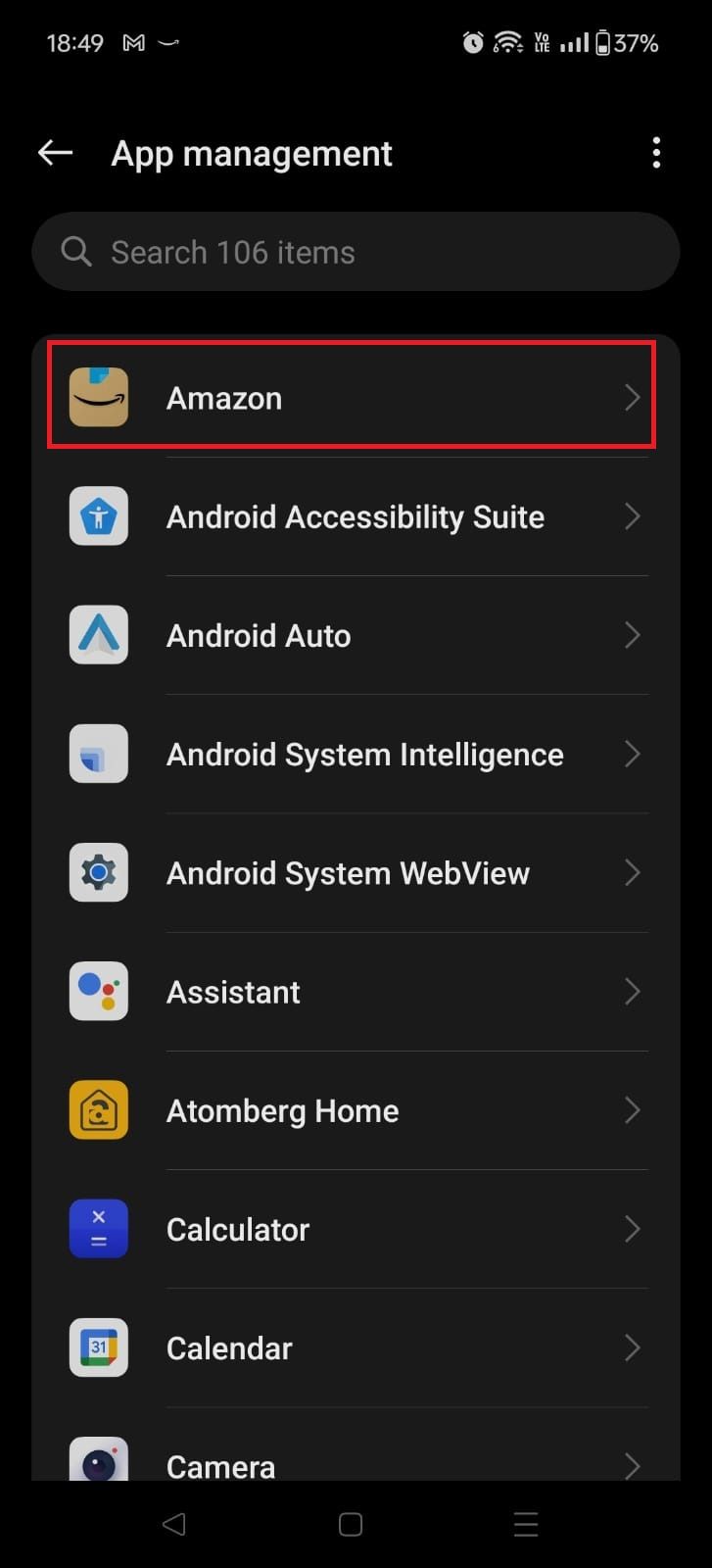 Screenshot highlighting an app on the OnePlus 12R