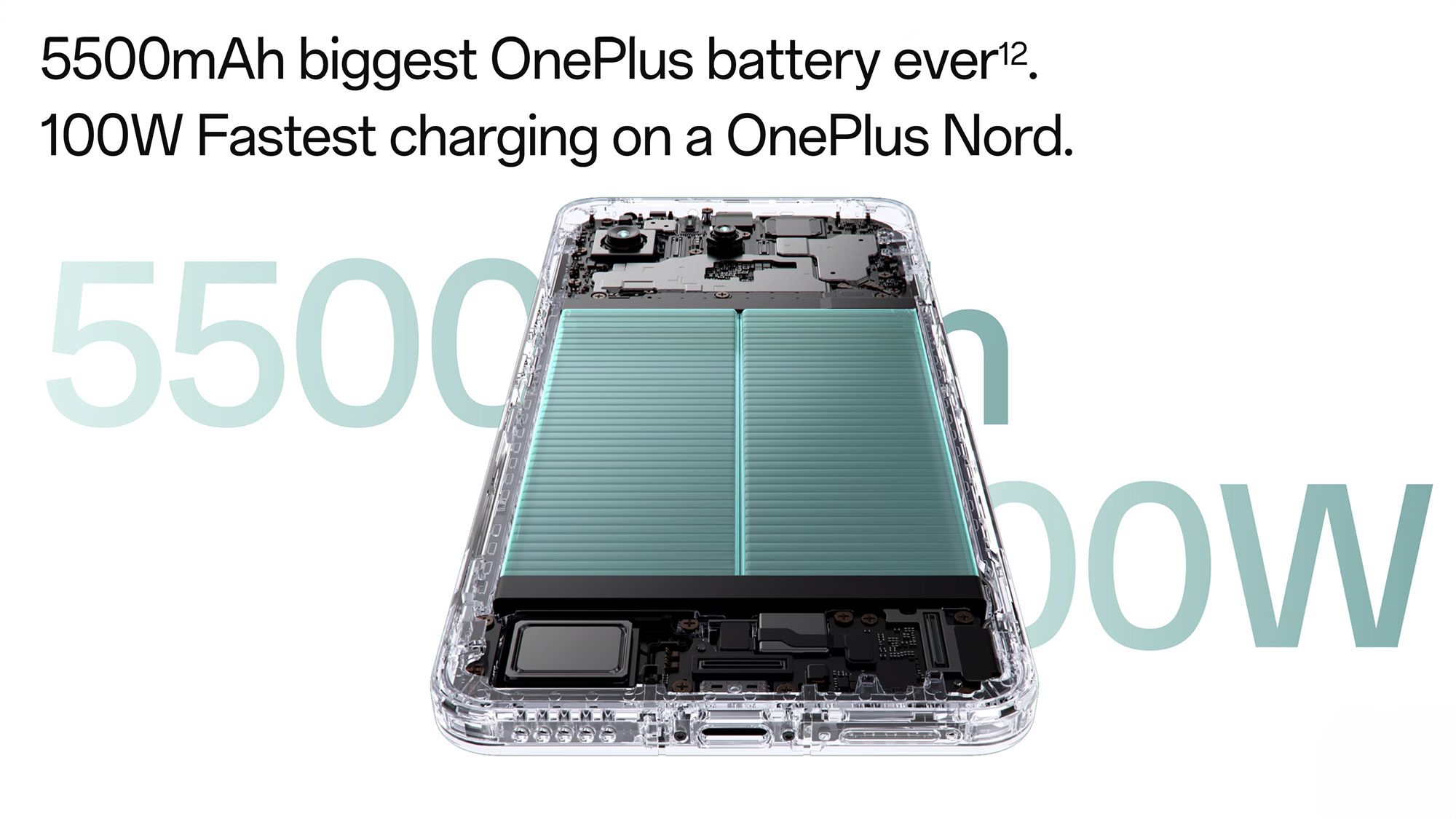 oneplus nord 4 smartphone with battery exposed and capacity and charging numbers in text