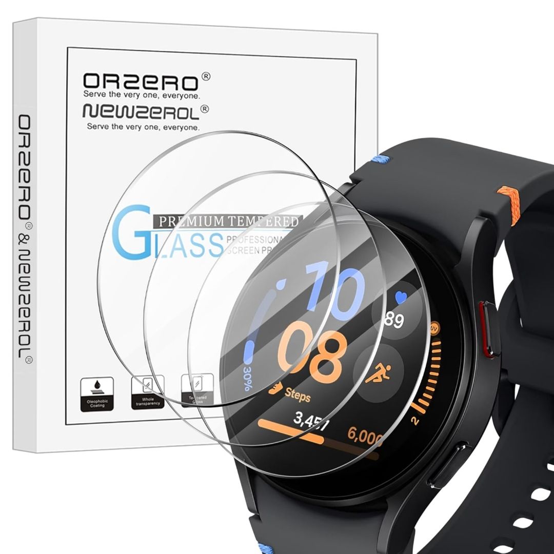 Orzero Tempered Glass for Galaxy Watch FE on a white background