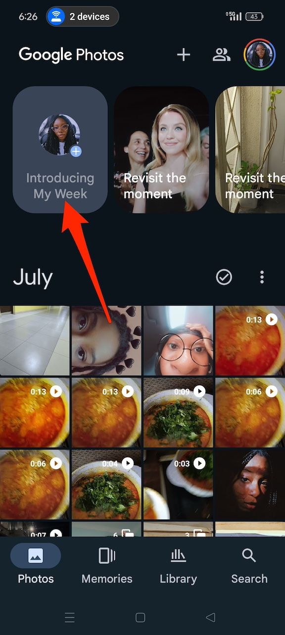 Introducing My Week button on Google Photos app