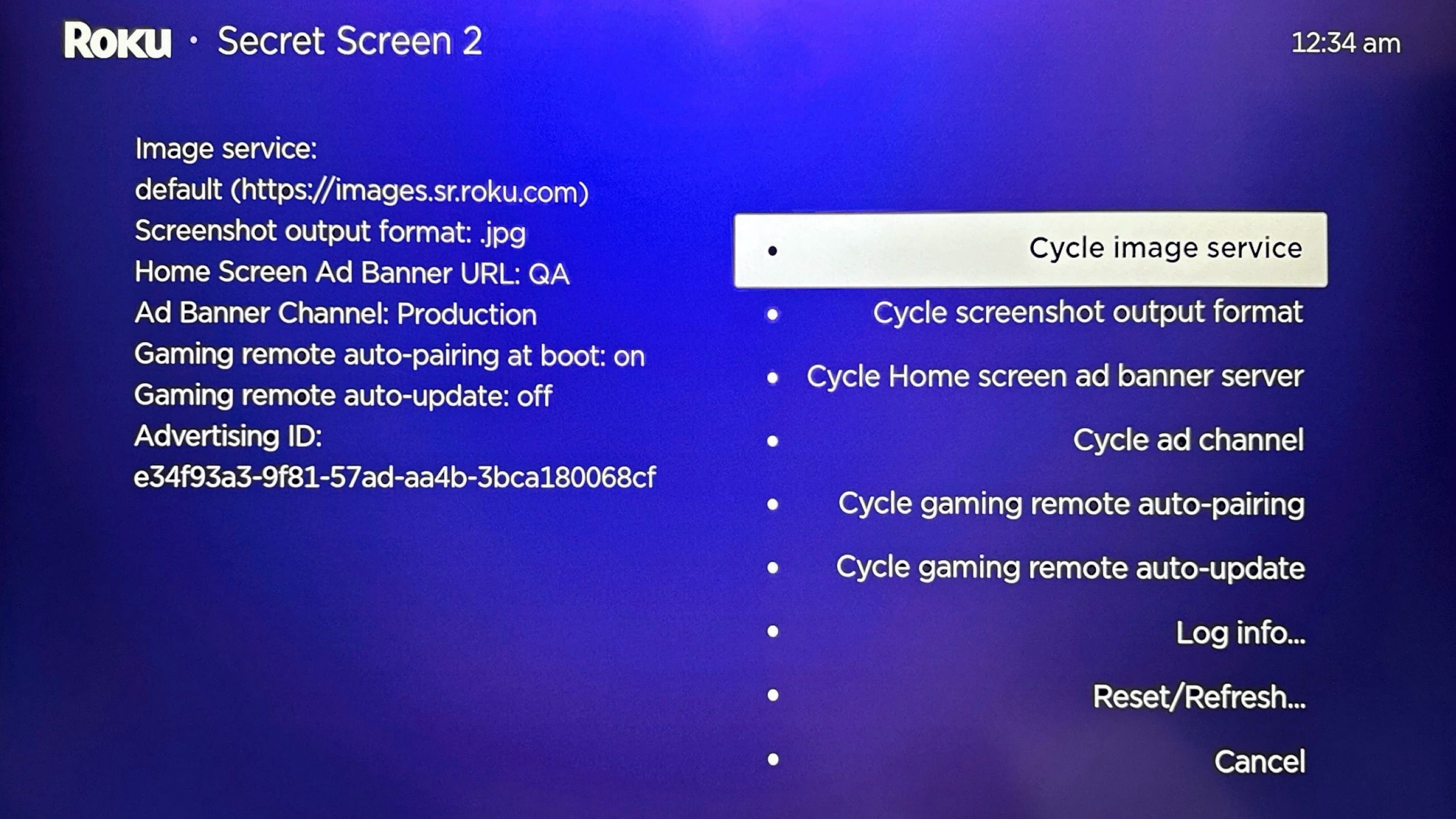 Roku images and ads secret menu