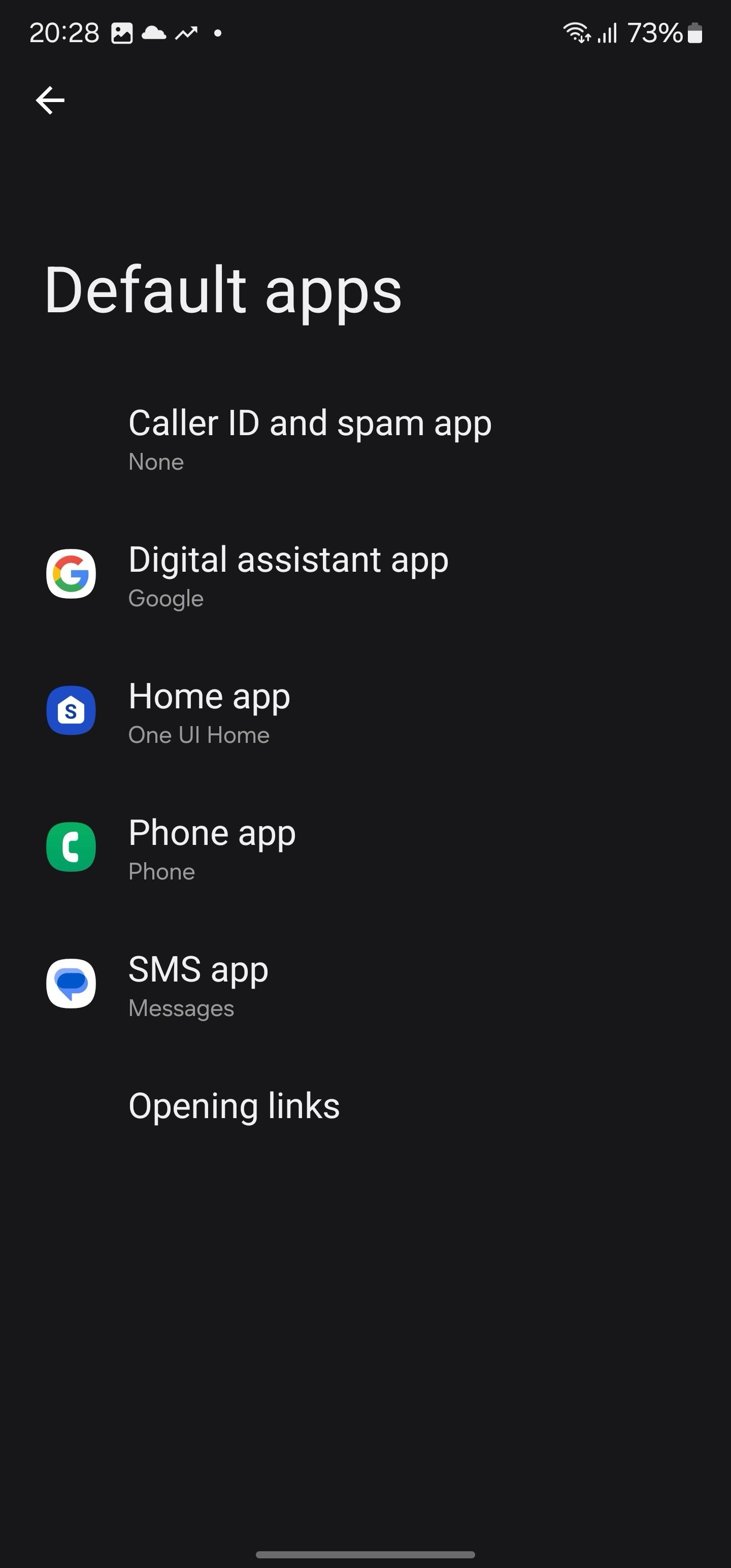 default apps on Samsung phone