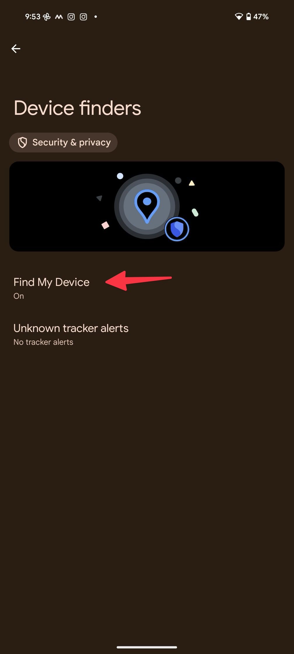 Open find my device on Android