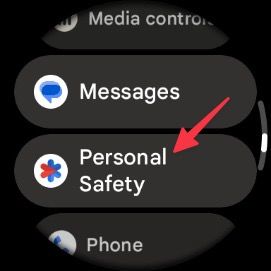 Select personal safety on Pixel watch