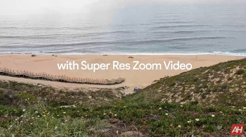 A screenshot of Google's YouTube promo highlighting Super Res Zoom for videos.