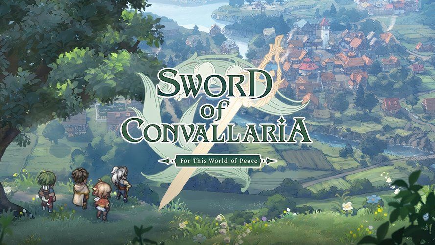 Sword of Convallaria logo in center of art