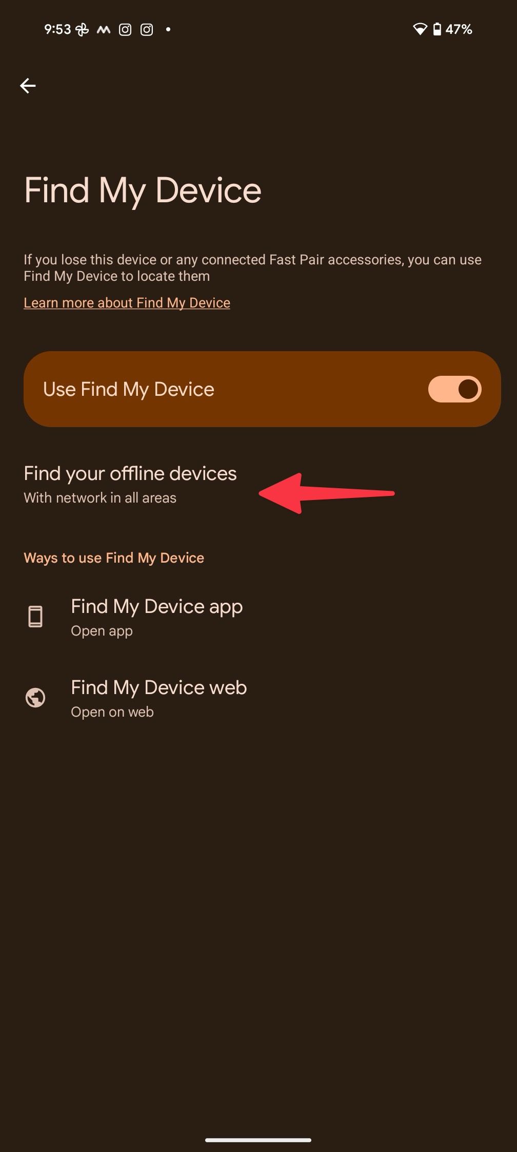 Find your offline devices on Pixel