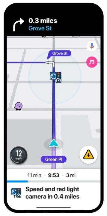 A screenshot highlighting Waze's new camera type alert.