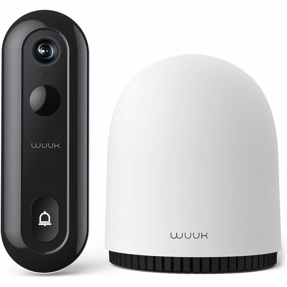 The WUUK Smart Doorbell Pro and Home base against a white background