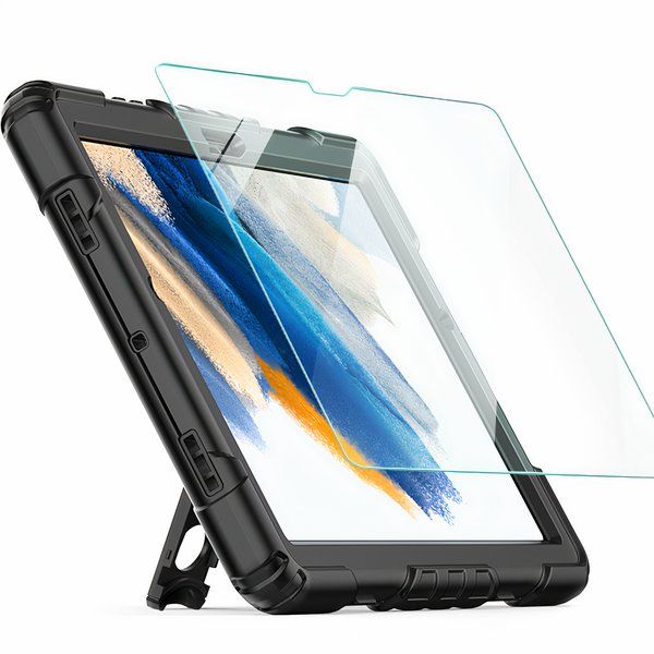 Ambison Strap Case Galaxy Tab 8 angled with screen protector