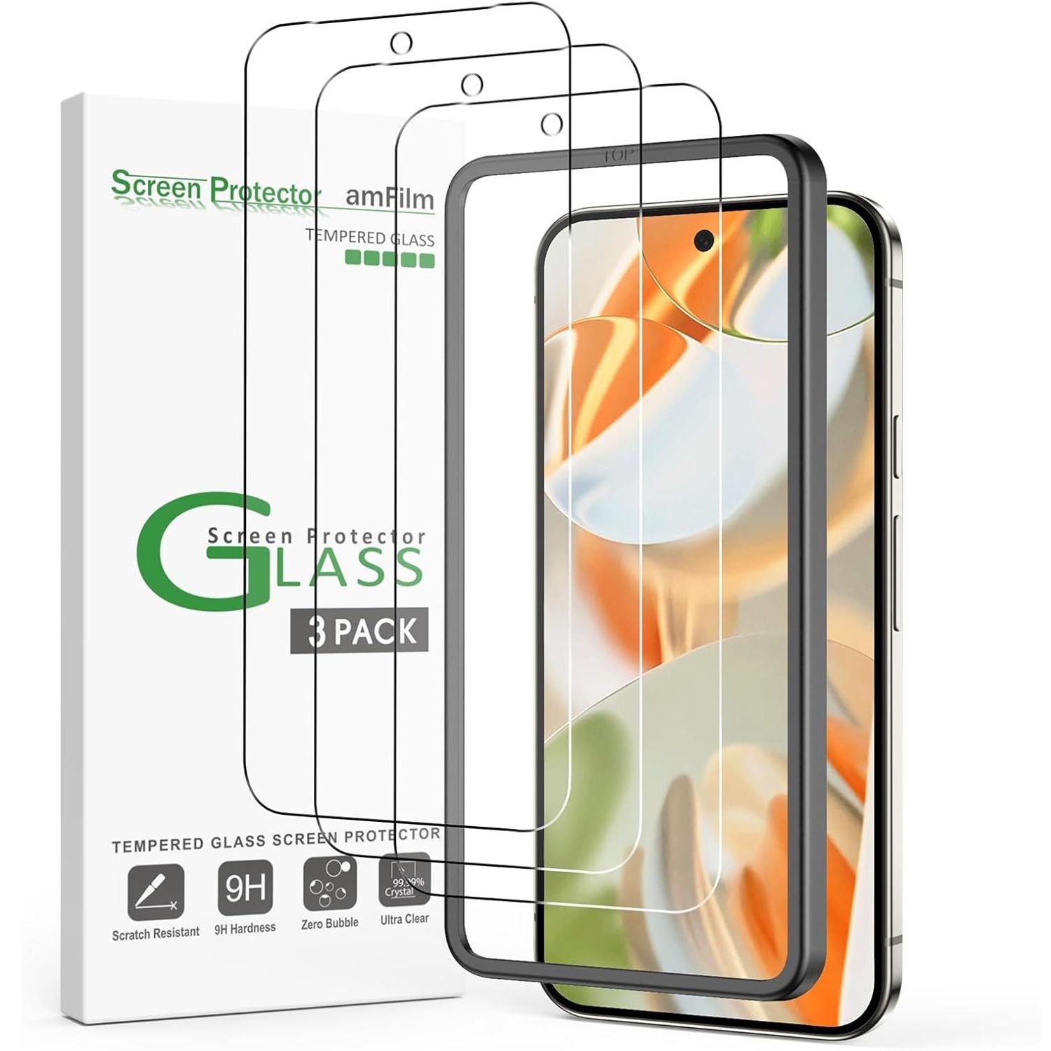 AmFilm Tempered Glass for Pixel 9 Pro