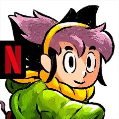 crayon styled character with green jumper and pink hair in front of white background