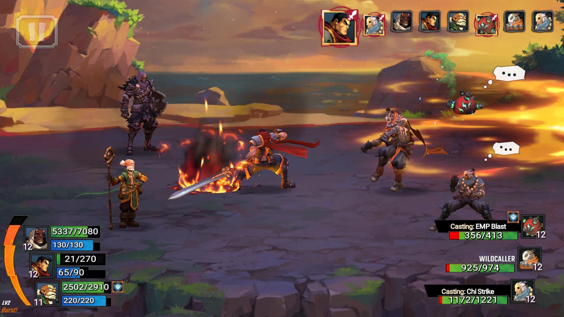 Battle Chasers Nightwar screenshot showing RPG battle