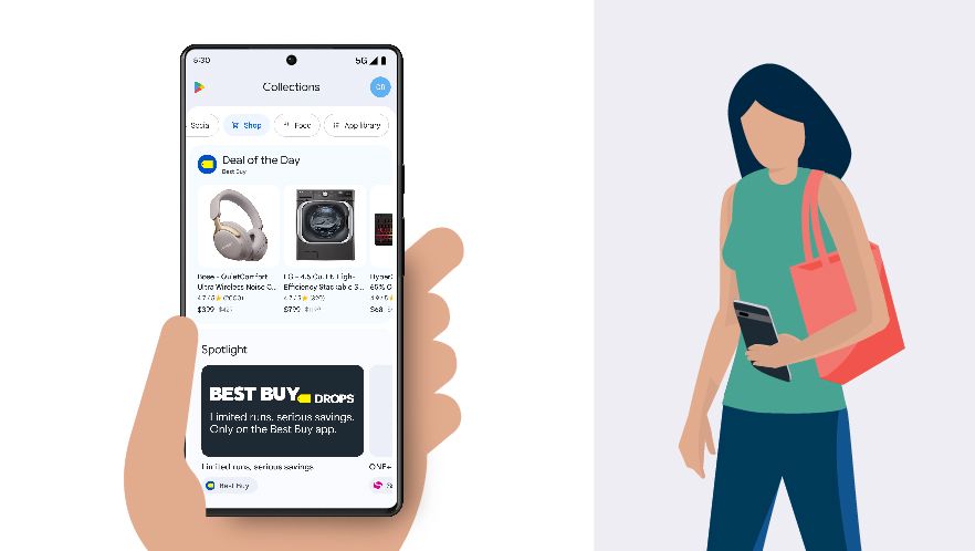 Best Buy graphic showing Google Play Store Collections 